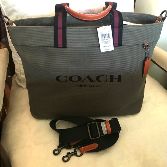 Coach Olive Green Briefcase with Logo and Dual Handles - Picture 8 of 9